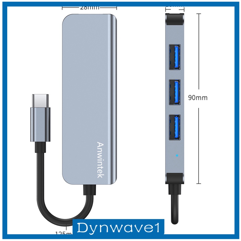 [DYNWAVE1] USB C Hub 4 Port USB 3.0 USB 2.0 Adapter for Most of Type-C Devices Silver