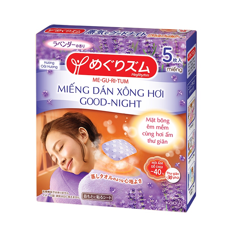 (Chọn hương) MegRhythm Miếng Dán Xông Hơi Goodnight đủ hương 5 Miếng/ Hộp