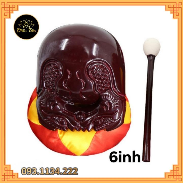 Mõ tụng kinh niệm phật gồm Mõ+dùi+đệm hàng đẹp ĐÀI LOAN gỗ cao cấp size 6inh