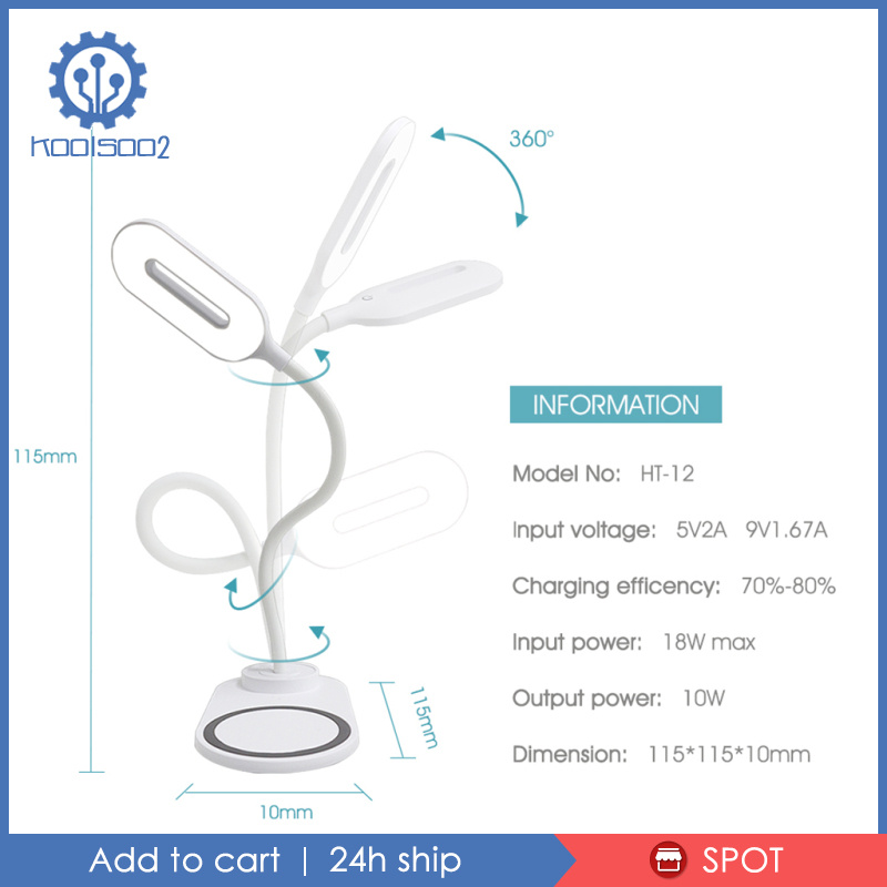 Đế Sạc Điện Thoại Không Dây Koolsoo2 Có Đèn Led Màu Trắng