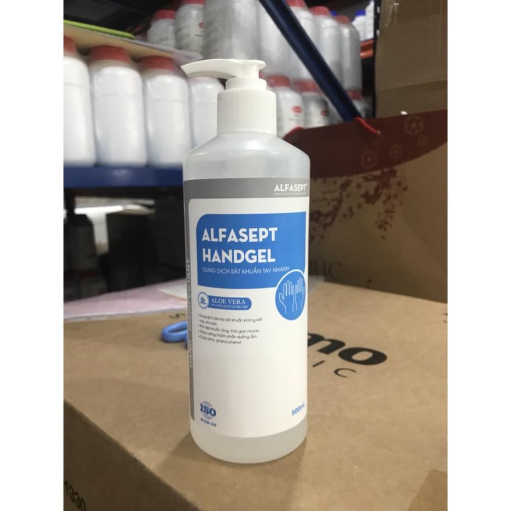 Thùng 12 Chai Gel Rửa Tay Khô ALFASEPT Handgel Giúp Diệt Khuẩn Toàn Diện, Hiệu Quả Và Tăng Độ Ẩm Cho Da Lọ 500ml