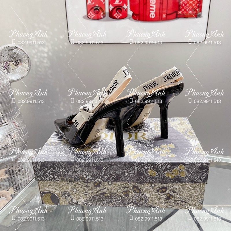 Sandal Dior Đen Bóng Cao 9F Full Size 35-39