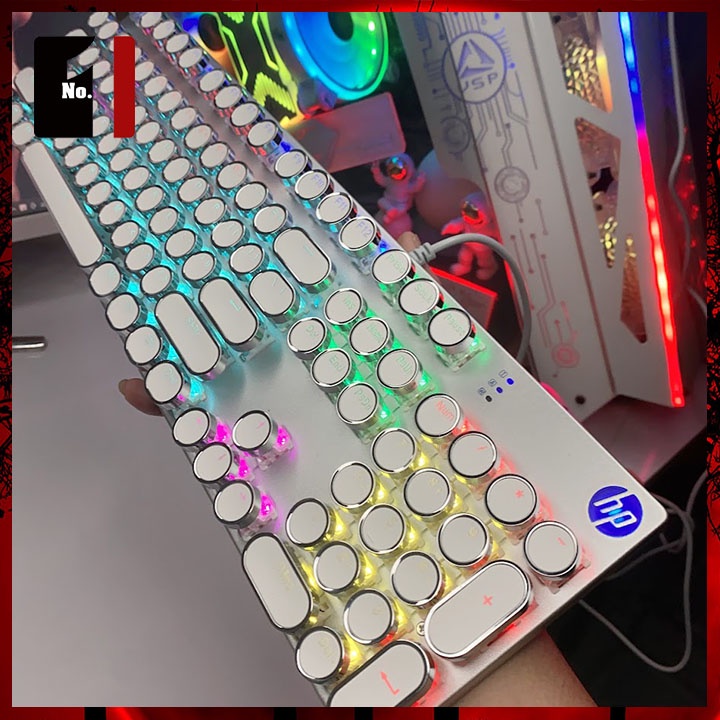 Bàn Phím Cơ Keycap Xuyên Led Gaming Màu Trắng HP GK400Y Nút Tròn Led Rgb Bàn Phím Máy Tính Laptop Pc Chơi Game Có Dây