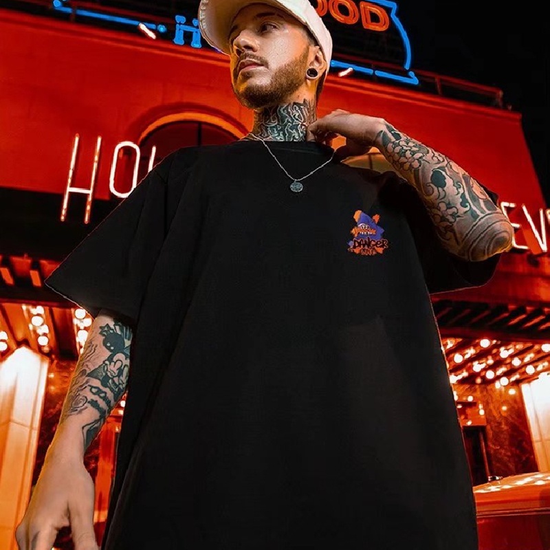 Áo Thun Mùa Hè Dáng Rộng In Họa Tiết Hoạt Hình Phong Cách Hip Hop Nhật Bản Cho Nam Giới Có Size M-8XL