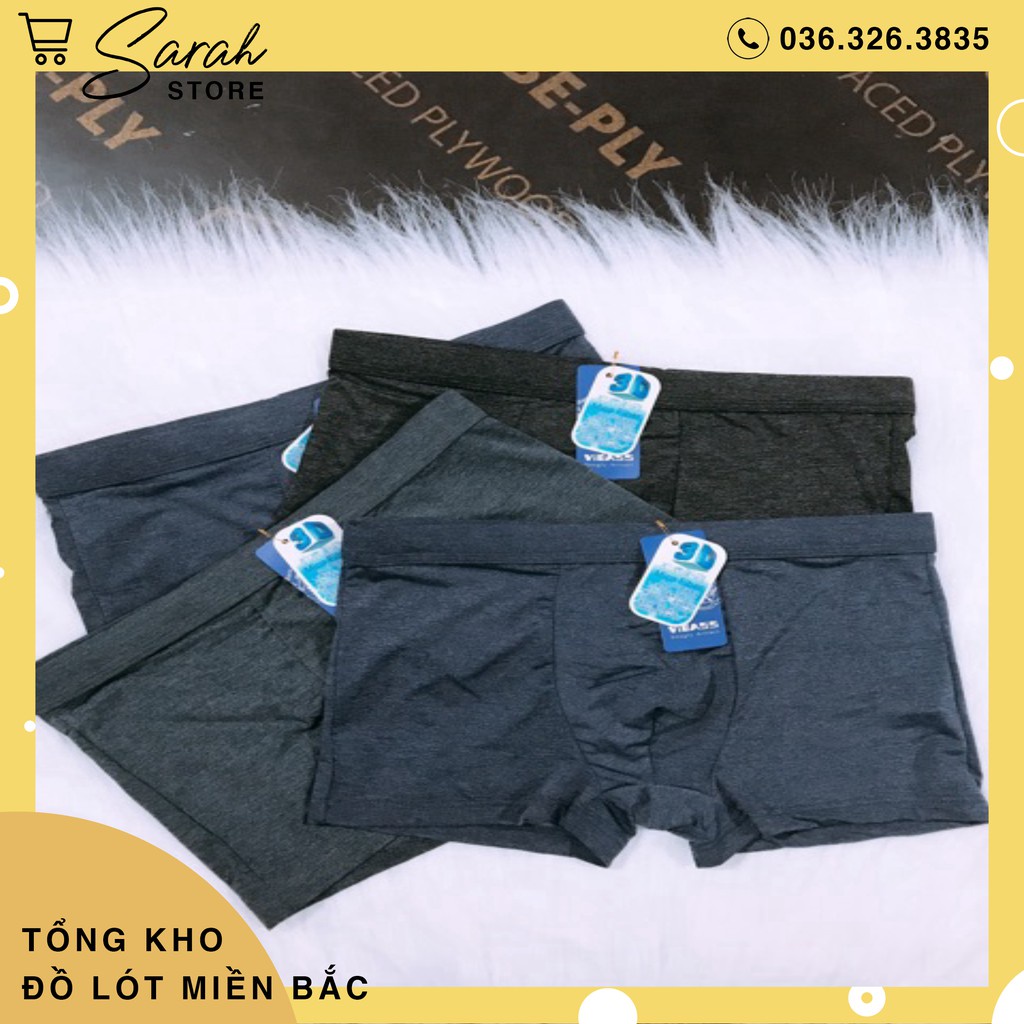 Hộp 4 Quần Lót Đùi 3D Boxer Nam Thun Lạnh Co Giãn 4 Chiều, sịp nam