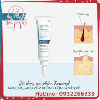 Kem Dưỡng Giúp Làm Giảm Mụn, Mờ Vết Thâm DUCRAY Keracnyl PP Anti- Blemish Soothing Cream 30ml
