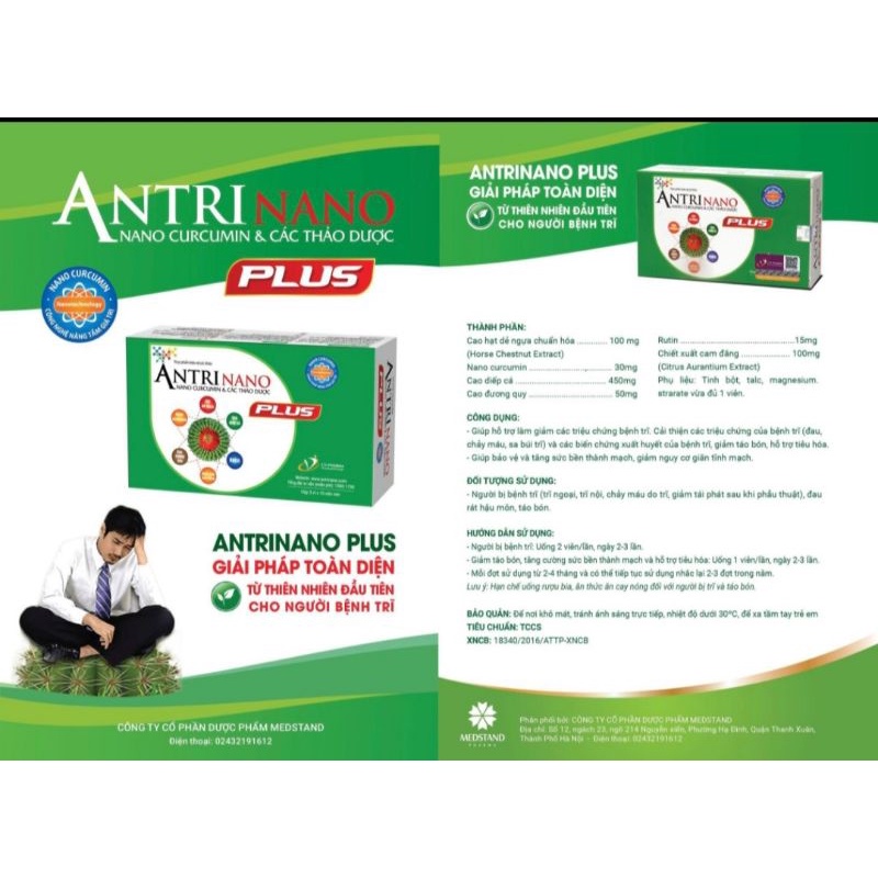 Antri Nano Plus dùng cho người đau rát hậu môn, táo bón, trĩ