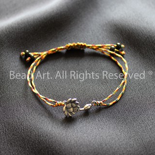 Vòng Tay Thắt Dây (Chỉ) Ngũ Sắc Handmade Và Hoa Sen Bạc 925, Vòng Tay Phong Thuỷ, Mọi Cung Mệnh S45 - Bead Art