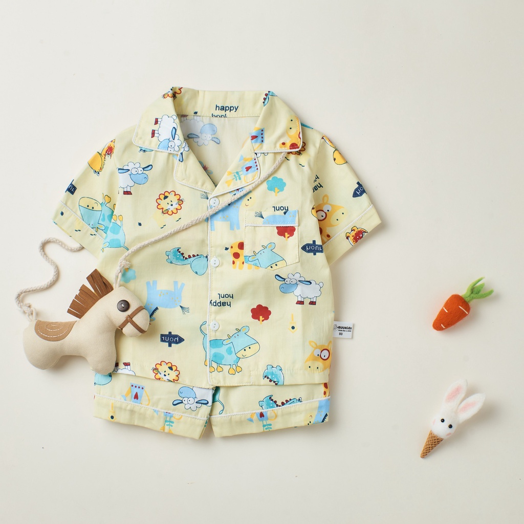 Bộ đồ ngủ pyjama quần đùi áo cộc tay họa tiết dễ thương cho bé BR21002 - Chick Chick