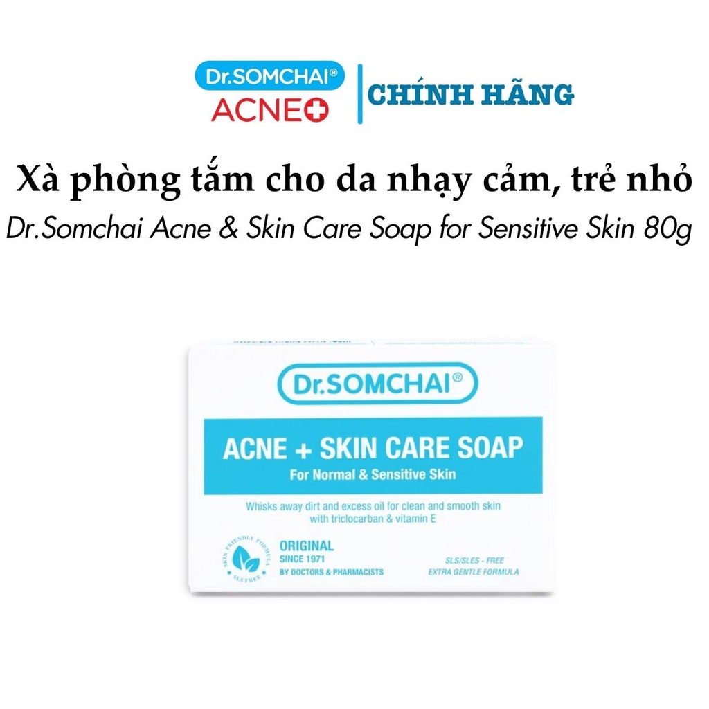 Xà phòng tắm DR. SOMCHAI ACNE SKIN CARE SOAP FOR NORMAL & SENSITIVE SKIN loại bỏ bụi bẩn, bảo vệ làn da nhạy cảm