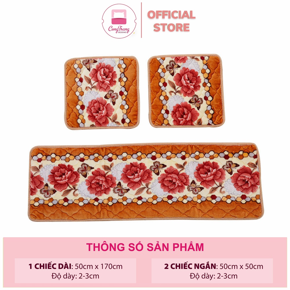 Đệm ghế nhung, đệm ghế sofa, thảm ghế nhung nỉ trần 3 món loại đẹp - Mặt sau chống trơn trượt