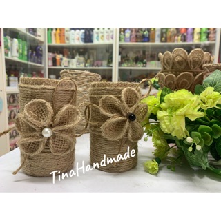 Lọ cắm bút, dụng cụ trang điểm Handmade từ dây bố (gai)