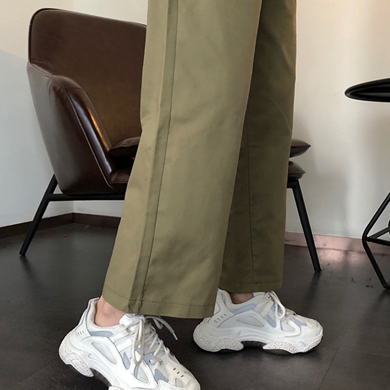 SUXI Quần dài ống rộng cạp cao thời trang retro phong cách Hàn Quốc cho nữ