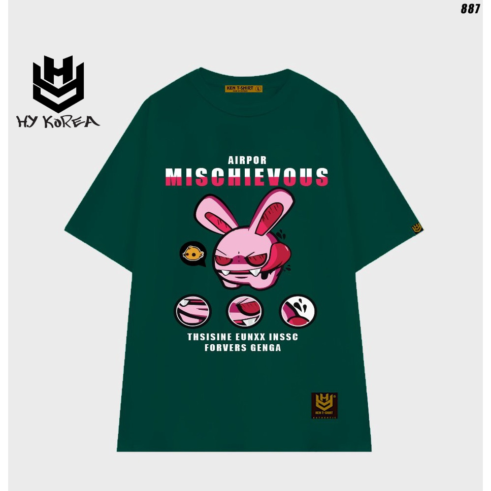 Áo thun nam nữ Thỏ hồng Mischievous 887 HY KOREA unisex