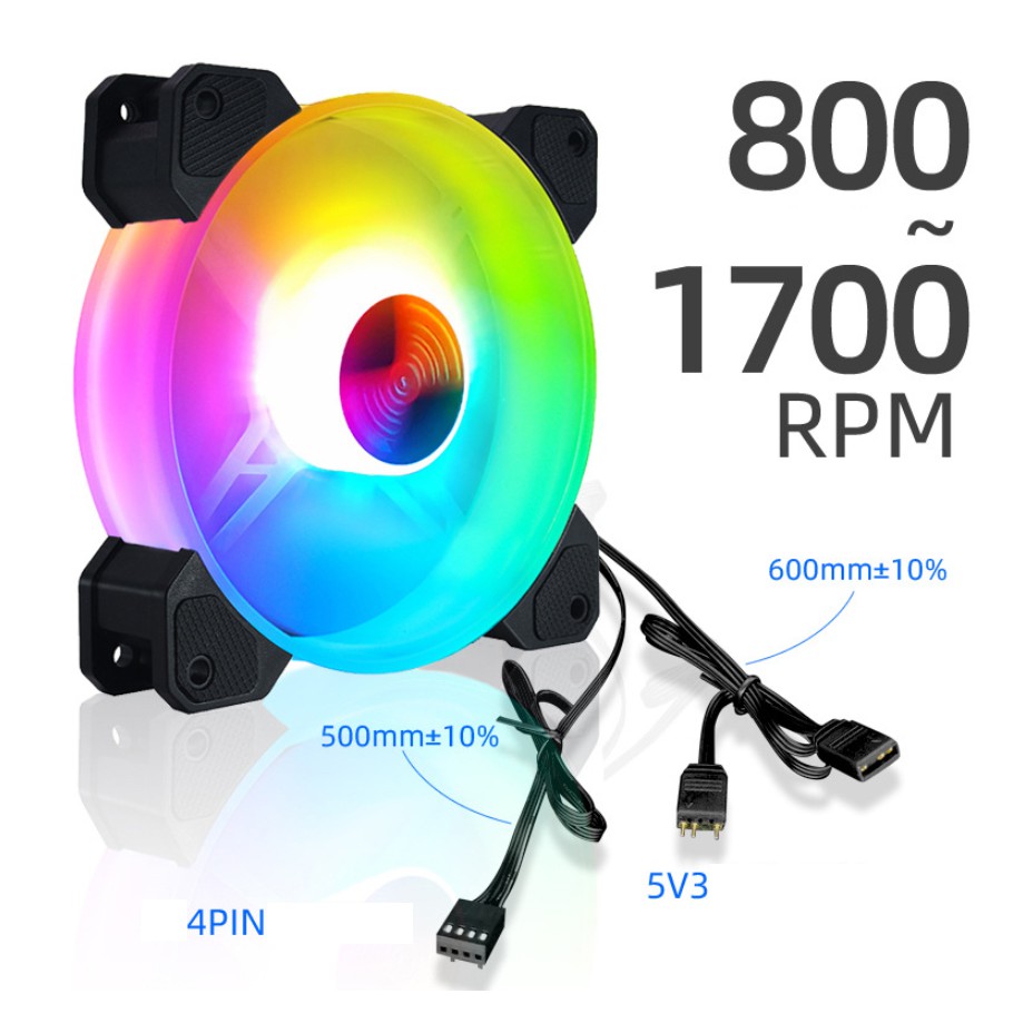 Quạt Tản Nhiệt, Fan Led RGB Coolmoon Y2 Có Điều Tốc PWM - Led Sync Main 3 Pin 5v / Bộ Hub Coolmoon P-ARGB PWM