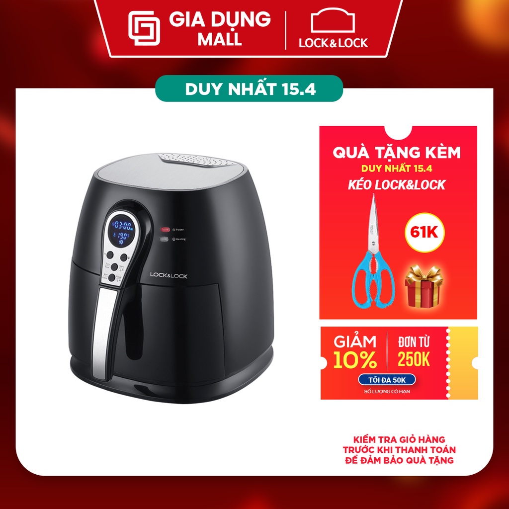 Nồi Chiên Không Dầu Lock&amp;Lock EJF276 (3.0 Lít) - BH 12 tháng - giadungmall