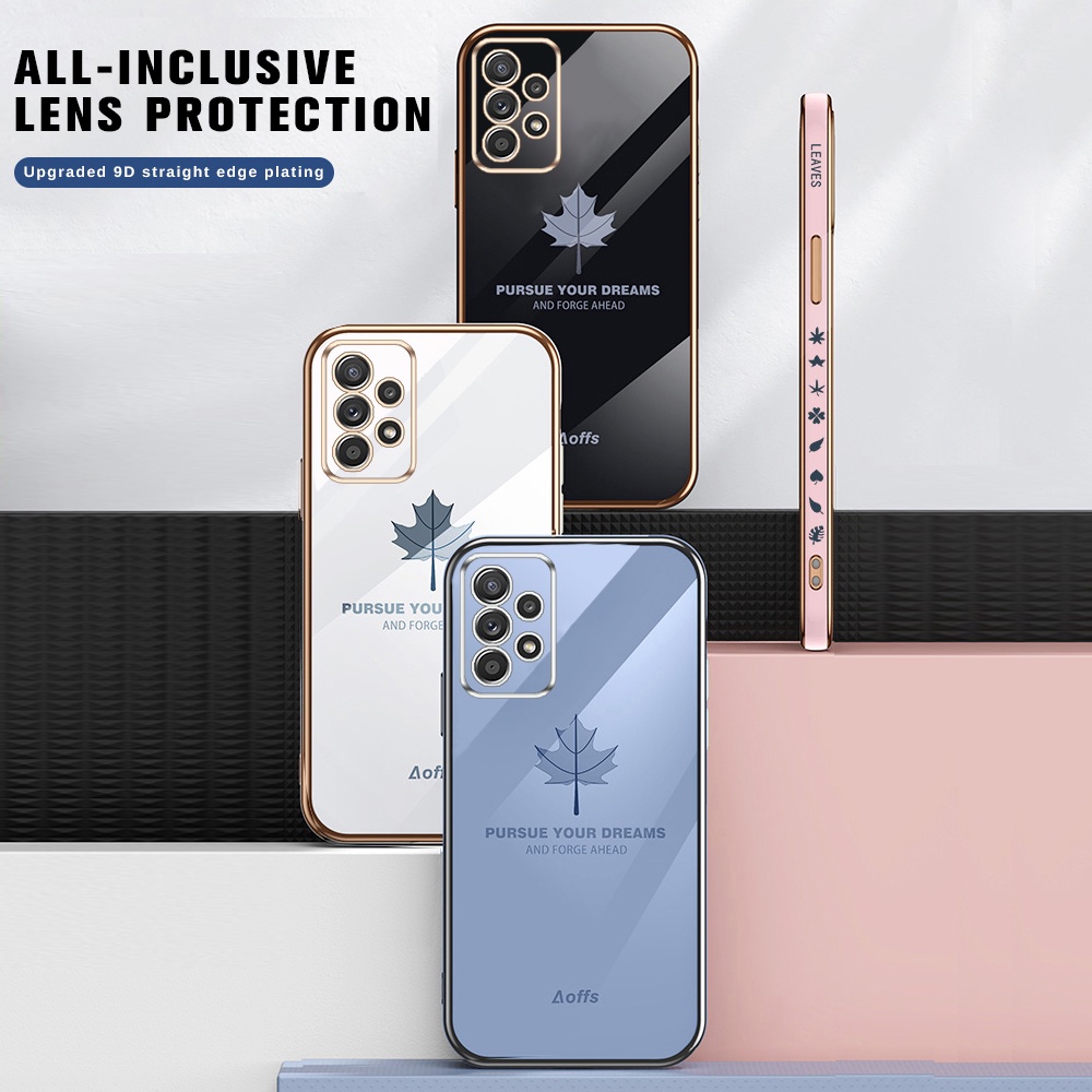 Ốp Điện Thoại Mềm Chống Sốc Khung Vuông Mạ Màu Lá Phong Sang Trọng Cho Realme C31 C35 C21Y C25Y C21 C20 C15 C17 C11 2021