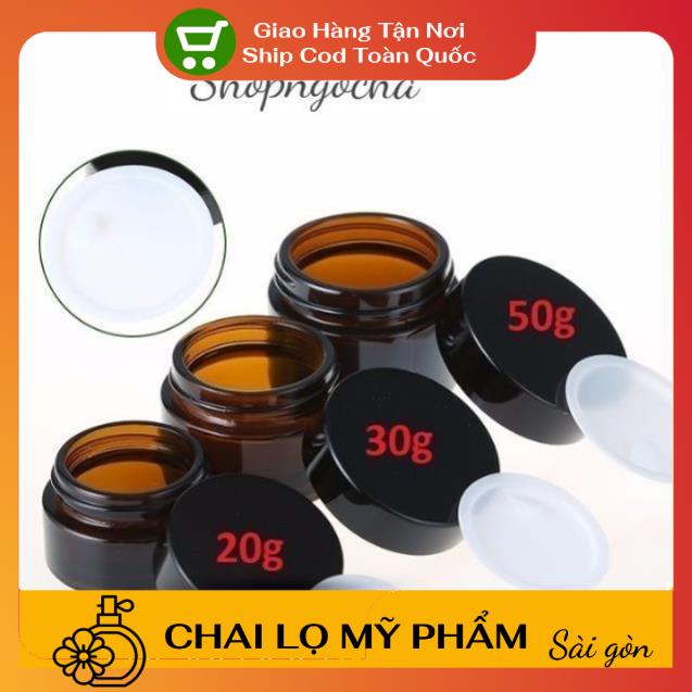 Hủ Đựng Kem ❤ SIÊU RẺ ❤ Hũ đựng kem thủy tinh nâu 15g,20g,30g,50g chiết mỹ phẩm , phụ kiện du lịch