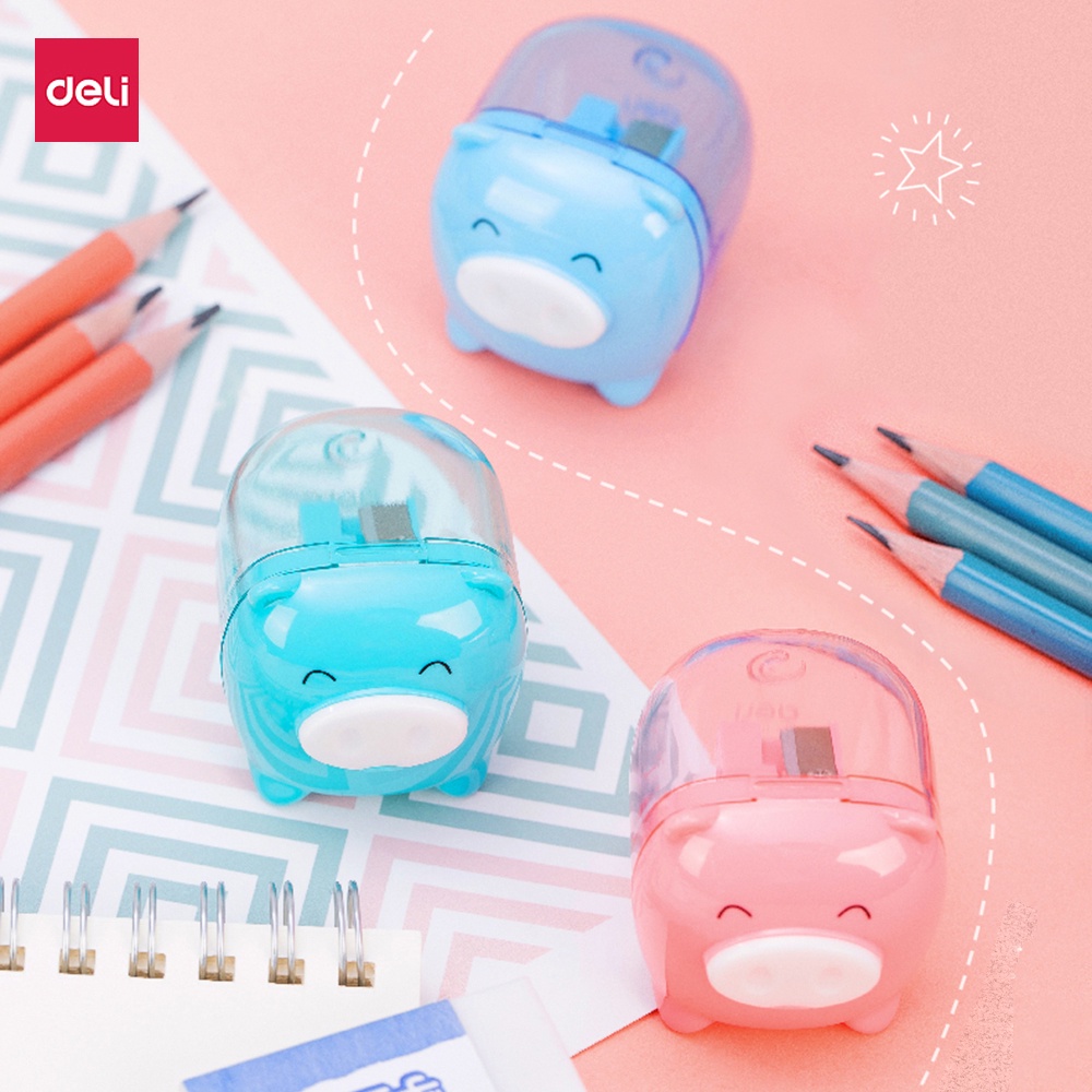 Dụng cụ gọt bút chì gỗ UARELIFFE kiểu chú heo màu sắc ngẫu nhiên