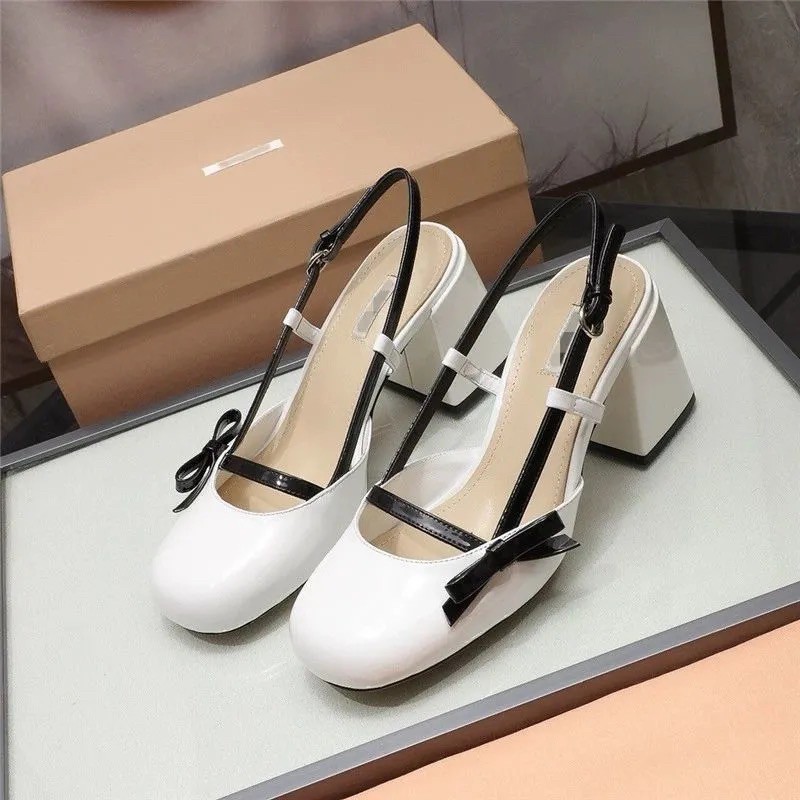 Giày hở gót nơ xinh m.iu m.iu cao gót tiểu thư vintage