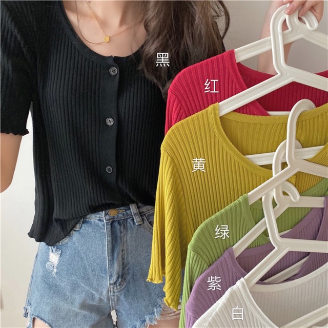 MS018 Áo len khuy viền lượn sóng PhuLinhShop