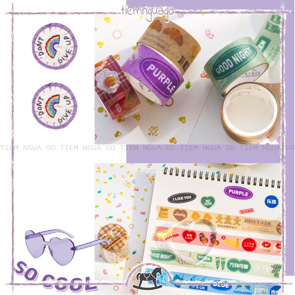 Set 2 Cuộn Băng Keo Washi Mixed Caro Trang Trí Sổ Tay, Bullet Journal, Planner - Tiệm Ngựa Gỗ