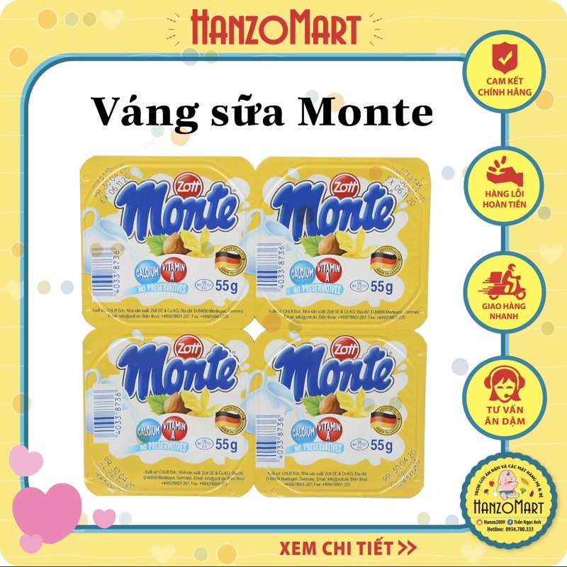 Váng sữa MONTE ZOTT (55gr x 4)