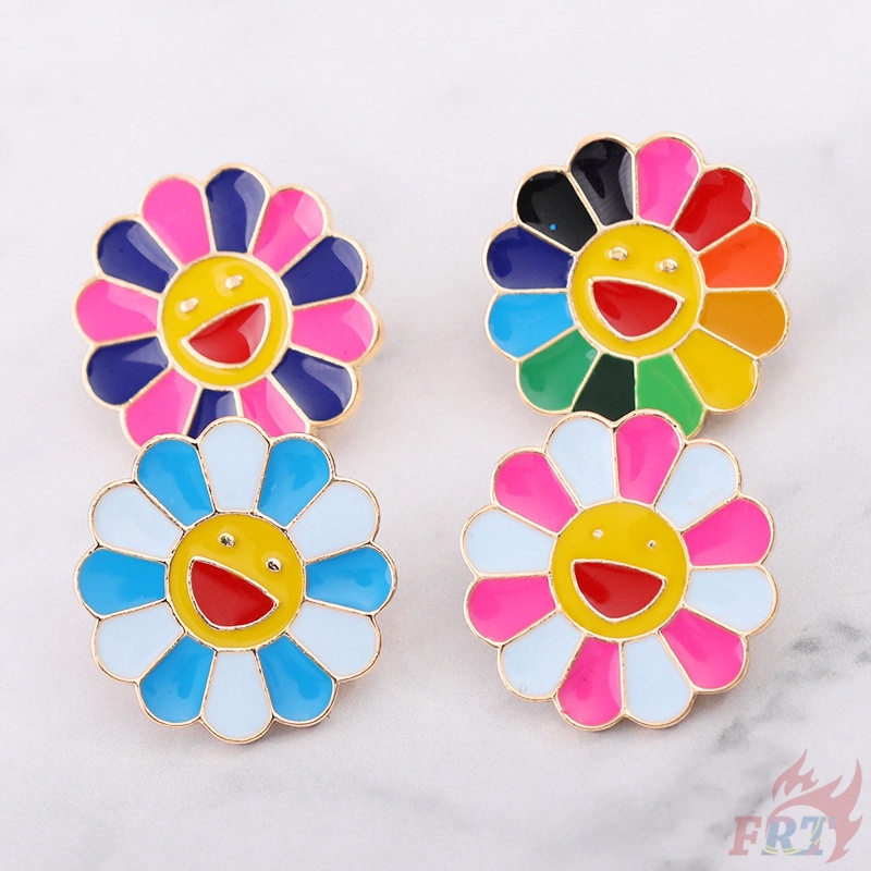Ghim cài áo hình hoa bằng kim loại nhiều màu sắc