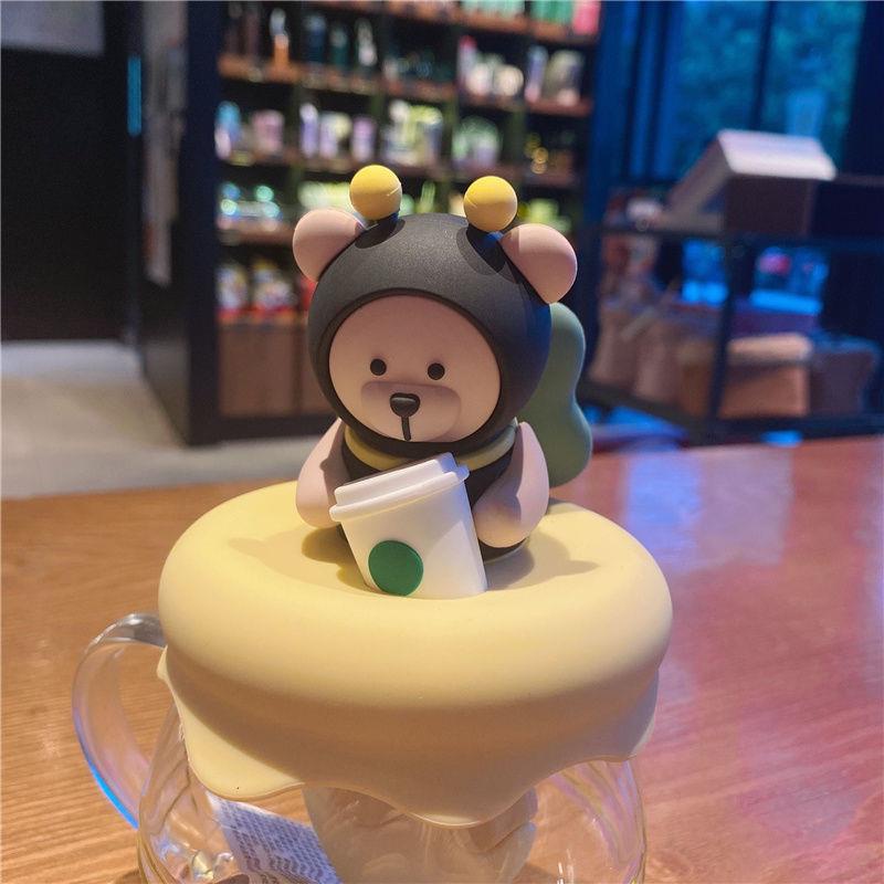 Cốc Thủy Tinh Starbucks In Hình Ong Xinh Xắn Tiện Dụng