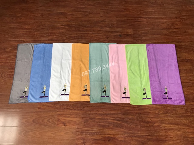 Khăn Cotton Thể Thao Lau Thấm Mồ Hôi Thêu Hình Cô Gái Tập Yoga