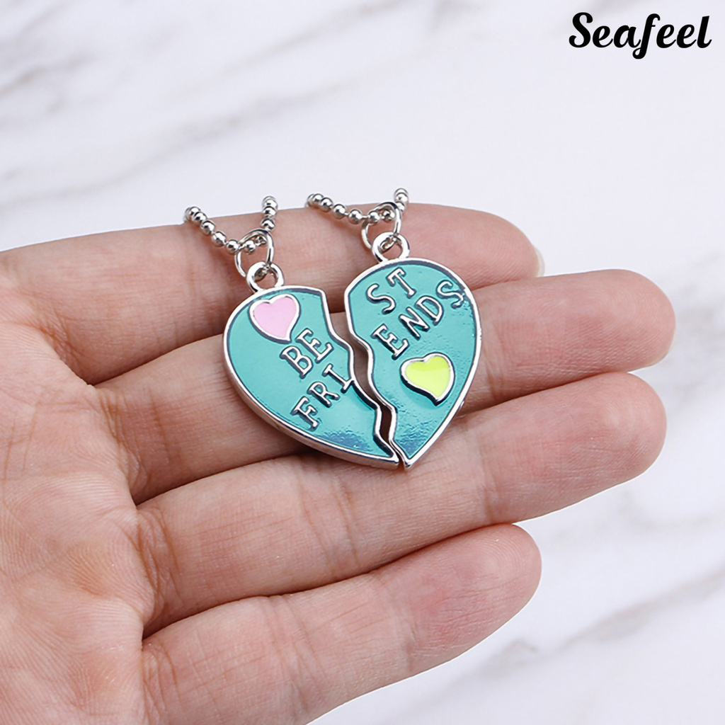 Set 2 vòng cổ Tình Bạn Mặt Nửa Trái Tim Ghép Đôi Khắc Chữ Best Friends