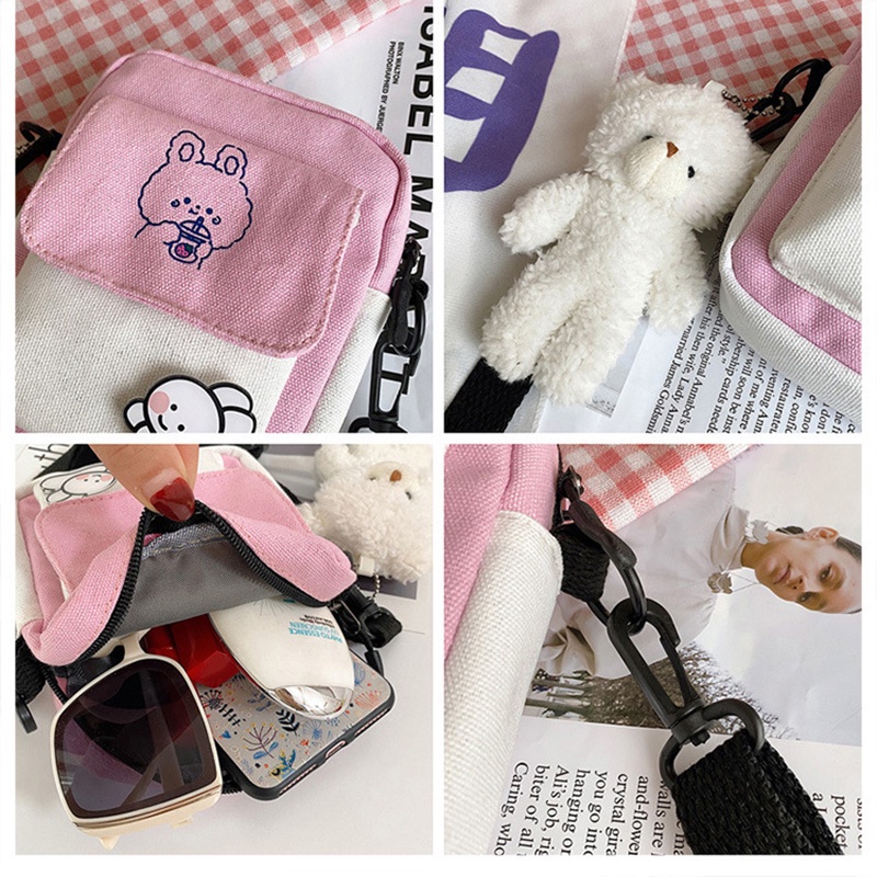Túi Đeo Chéo mini Vải Canvas Dễ Thương Cho Nữ