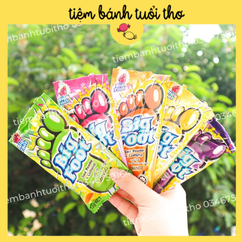 [Bịch Lớn] 30 gói Kẹo Mút Chấm Bột Chua Hình Bàn Chân - Kẹo Lollipop Bigfoot Tuổi Thơ