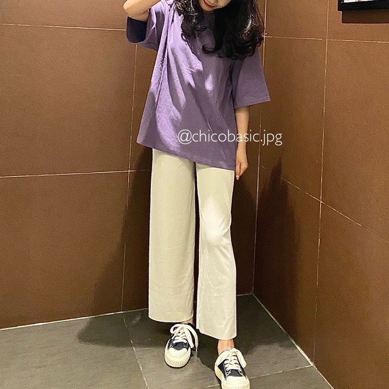 Áo phông trơn dày dặn 3 màu oversize nam nữ mặc tay lỡ from rộng 100% cotton co dãn 4 chiều