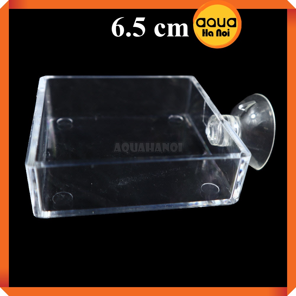 Chén đĩa Acrylic cho cá tép ăn - Có hít kính thành hồ - Hình tròn/vuông - 6.5 cm