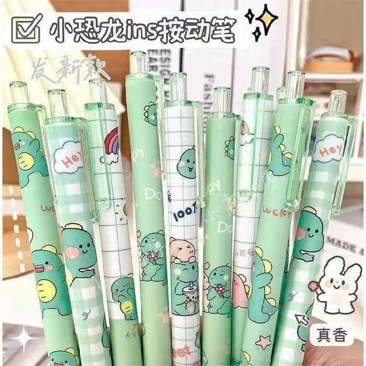 Set 6 Bút Bi Mực Đen Ngòi 0.5mm Hình Khủng Long Phong Cách Hàn Quốc Đáng Yêu