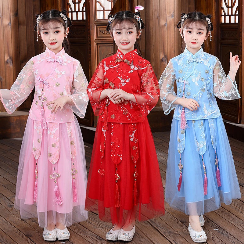 Đầm Công Chúa Kiểu Hán Phục Trung Hoa Thời Trang Xuân Hè Cho Bé Gái