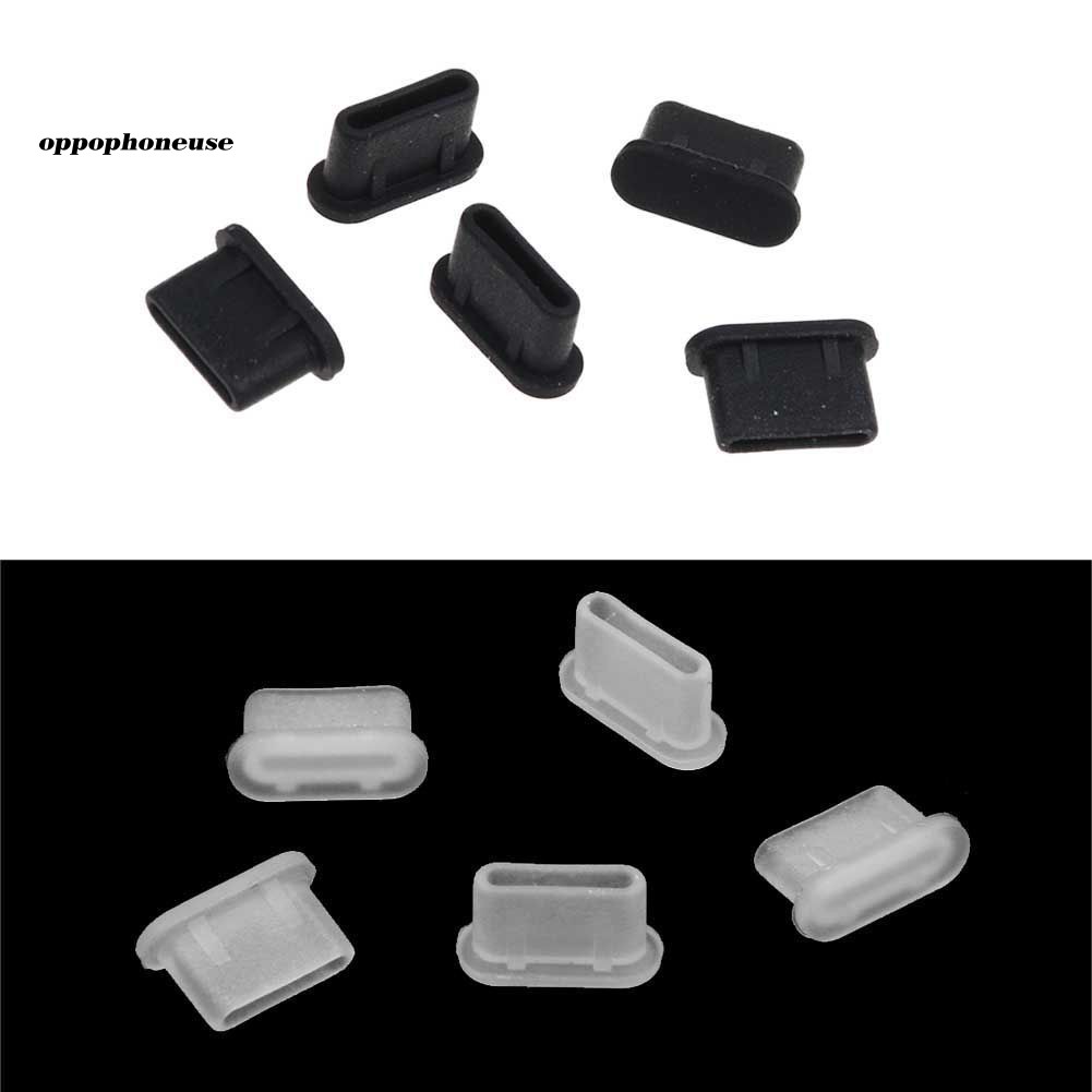 【OPHE】5Pcs Silicone Anti-Dust Type-C Tablet Phone Charger Interface Soft Plug Cover