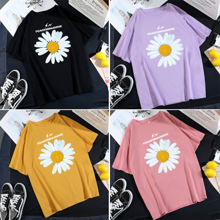 Áo thun Hoa Cúc tay lỡ nhiều màu chất đẹp siêu hot
