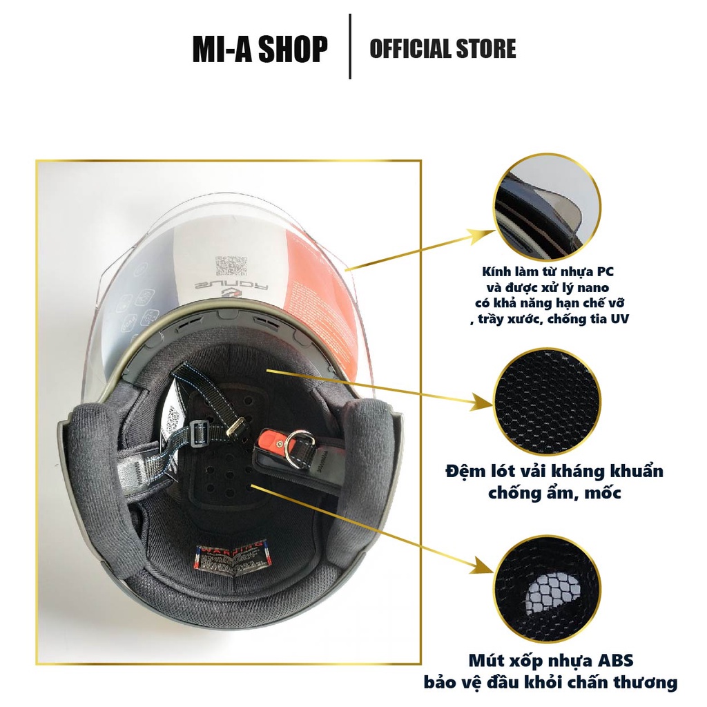 Nón bảo hiểm 3/4 SUNDA 621 chính hãng - nhiều màu