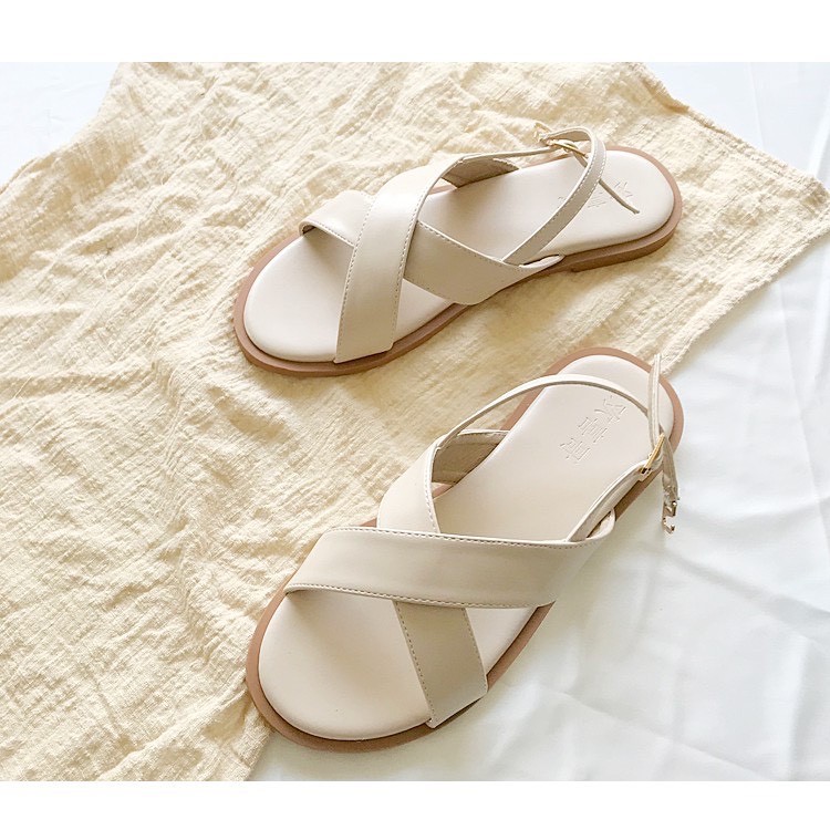 Giày sandal bảng to quai chéo dáng Hàn Quốc LNS15