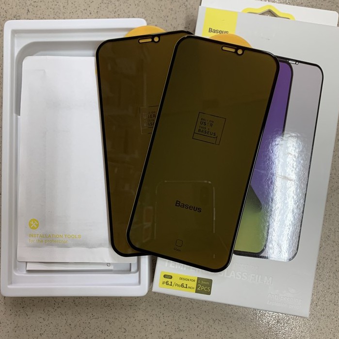 Kính cường lực Baseus chống nhìn trộm cho Iphone 12 pro 6.1 inch ( 2 miếng/hộp)