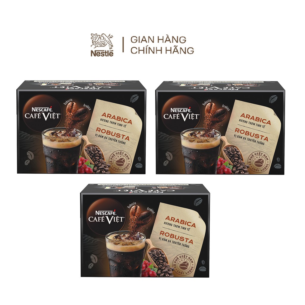 Combo 2 hộp cà phê đen hòa tan Arabica và Robusta Nescafé café Việt (Hộp 12 gói x 16g)