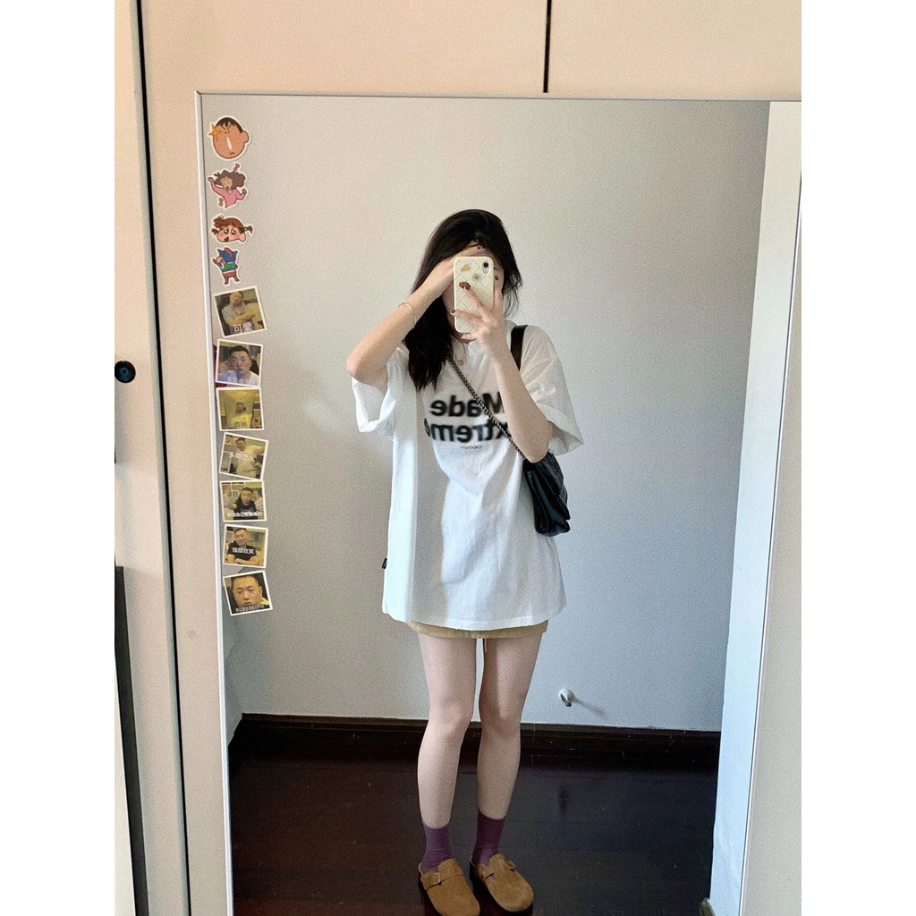 Áo Thun Dáng Dài Rộng Cổ Tròn Thiết Kế Mới Đơn Giản Thời Trang Mùa Hè Theo Phong Cách Hàn Quốc Dành Cho Nữ 3XL