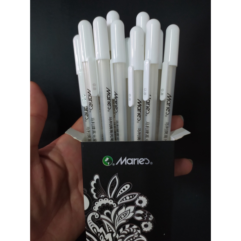 Bút gel trắng/vàng/bạc Maries 0.8mm -White/Gold/Silver
