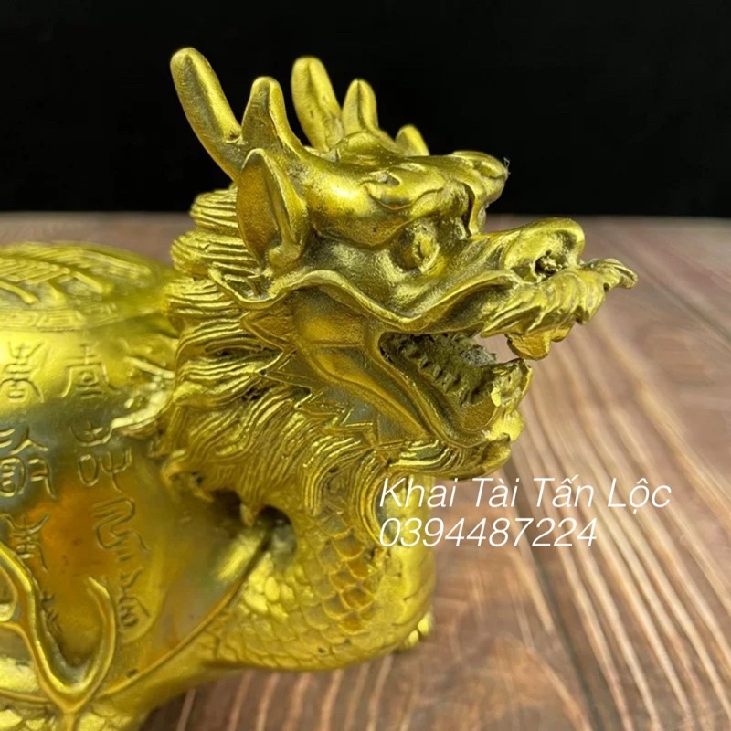 Tượng Long Quy - rùa đầu rồng - trường thọ bằng đồng cao 14cm