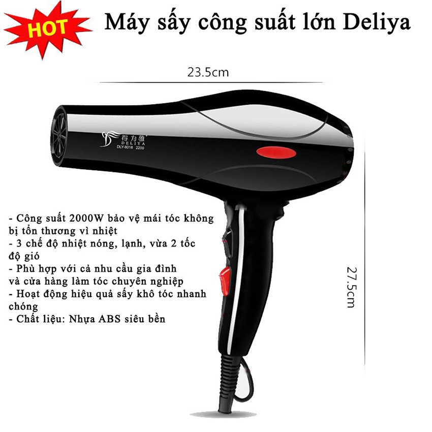 Máy Sấy Tóc Deliya 8018 Công Suất Lớn 2200W Tặng Kèm Đầu Sấy Siêu Hot DL08