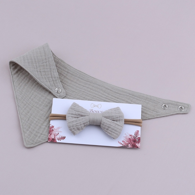 Set 2 Yếm Ăn Hình Tam Giác Thắt Nơ Xinh Xắn Cho Bé Gái