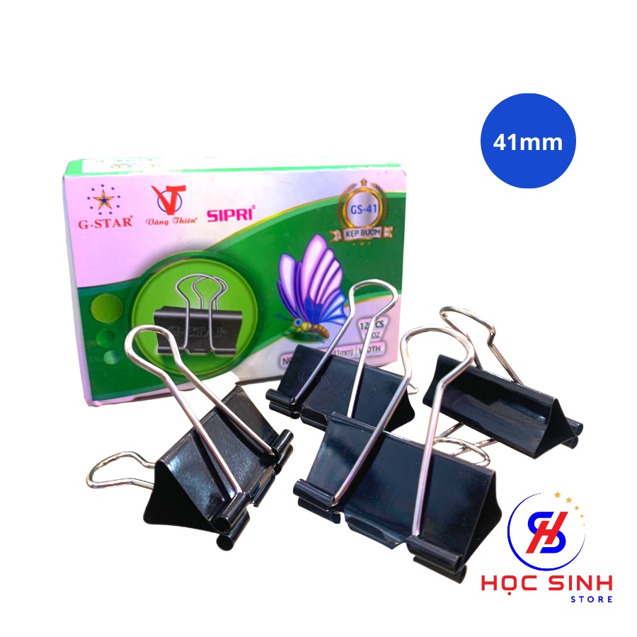Hộp 12 Cái Kẹp Bướm  41mm Đen Gstar Size Lớn Kẹp tài liệu