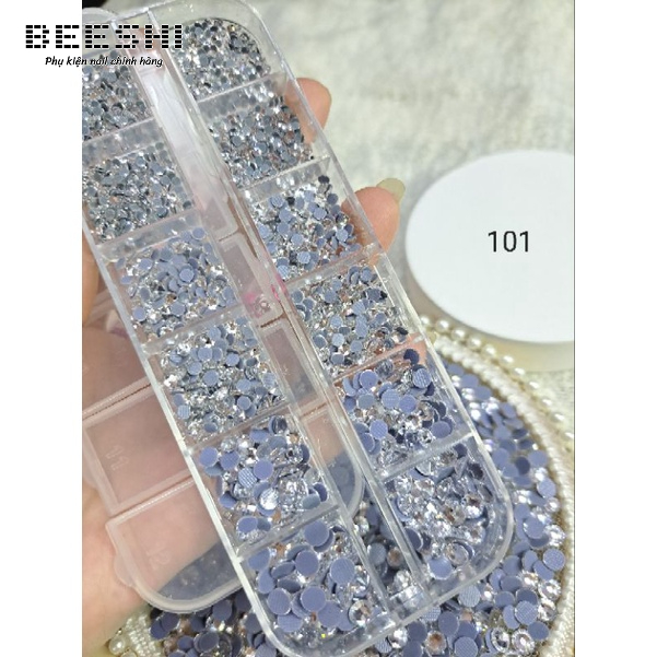 Đá Nail Khay 12 Ô Ybh Đá Chân Lưới Màu Trắng Ab Beeshi Shop Nail
